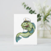 Captain Catfish Tattoo Postkarte (Stehend Vorderseite)