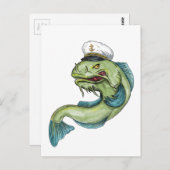 Captain Catfish Tattoo Postkarte (Vorne/Hinten)