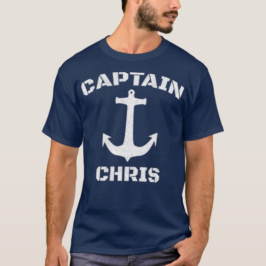 Captain Chris Personalisiert Boat Captain T-Shirt (Vorderseite)