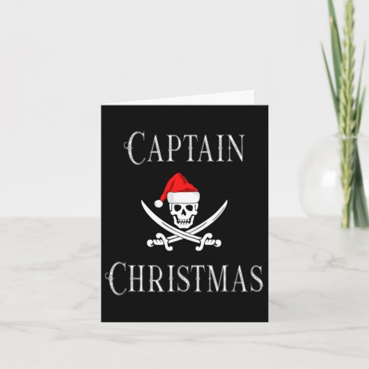 Captain Christmas Holiday Pirate Skull Weihnachtsm Karte (Vorderseite)