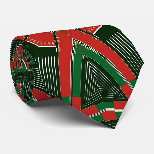 Captain Christmas Red & Green Geometric Scifi Vibe Krawatte (Gerollt)
