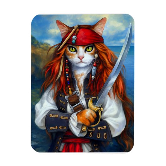 Captain Claws of the Azure Sea | Pirate Cat Magnet (Vertikal)