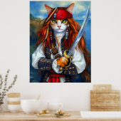 Captain Claws of the Azure Sea | Pirate Cat Poster (Küche)