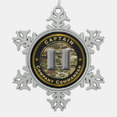 Captain Company Commander Schneeflocken Zinn-Ornament (Vorderseite)