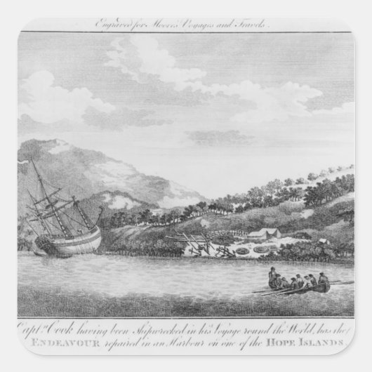 Captain Cook wurde verschifft Quadratischer Aufkleber (Vorderseite)