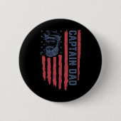 Captain Dad American Flag Funny Pontoon Boating 4t Button (Vorderseite)