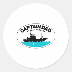 Captain Dad Mein Boot Regeln Lustiger Besitzer Boa Runder Aufkleber