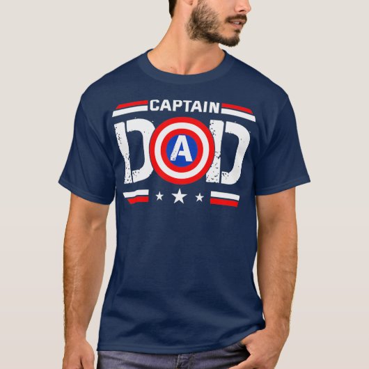 Captain Dad Superhero Funny Men Fathers Day Dad T-Shirt (Vorderseite)