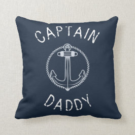 Captain Daddy Nautical Navy Blauer Name Kissen