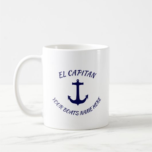 Captain El Capitan Blue Anchor mit Schiffsname Kaffeetasse (Links)