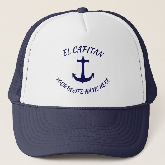 Captain El Capitan Blue Anchor mit Schiffsname Truckerkappe (Vorderseite)