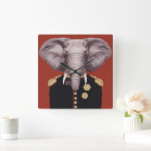 Captain Elephant Quadratische Wanduhr (Zuhause)