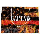 Captain Firefighter Flag Große Geschenktüte (Vorderseite)