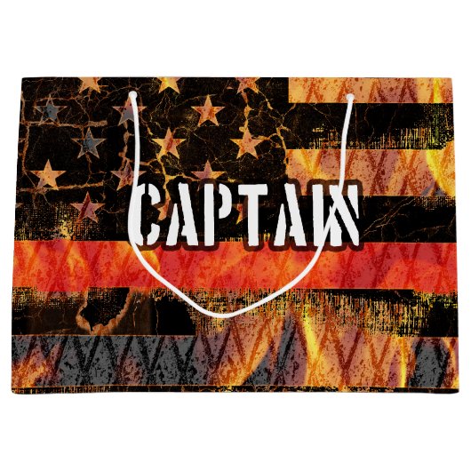 Captain Firefighter Flag Große Geschenktüte (Vorderseite)