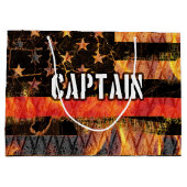 Captain Firefighter Flag Große Geschenktüte (Rückseite)