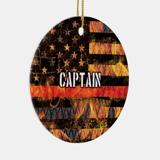 Captain Firefighter Flag Keramik Ornament (Rechts)
