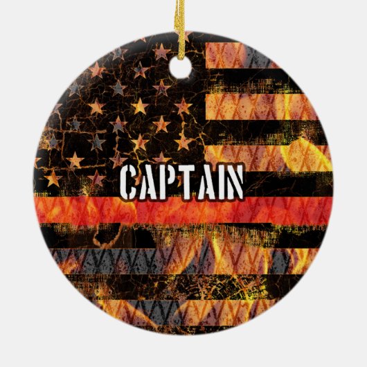 Captain Firefighter Flag Keramik Ornament (Hinten)