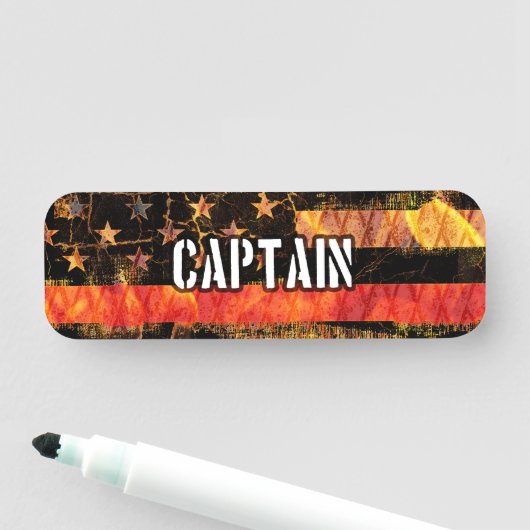 Captain Firefighter Flag Namensschild (Beispiel)