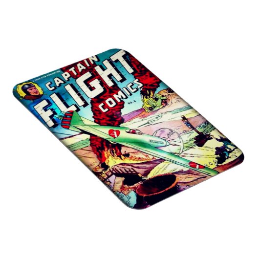 Captain Flight Vintages Goldenes Comic Magnet (Rechte Seite)