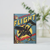 Captain Flight Vintages Goldenes Comic Postkarte (Stehend Vorderseite)