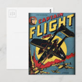 Captain Flight Vintages Goldenes Comic Postkarte (Vorne/Hinten)