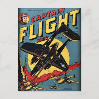 Captain Flight Vintages Goldenes Comic Postkarte