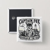 Captain Fox Guardian of Seas Nautical Design Button (Vorne & Hinten)
