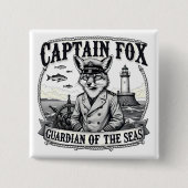 Captain Fox Guardian of Seas Nautical Design Button (Vorderseite)