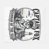 Captain Fox Guardian of Seas Nautical Design Fleecedecke (Vorderseite (Horizontal))