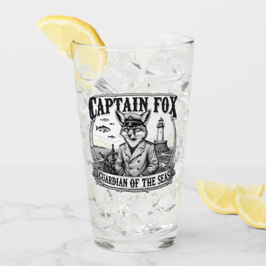 Captain Fox Guardian of Seas Nautical Design Glas (Vorderseite Ice)