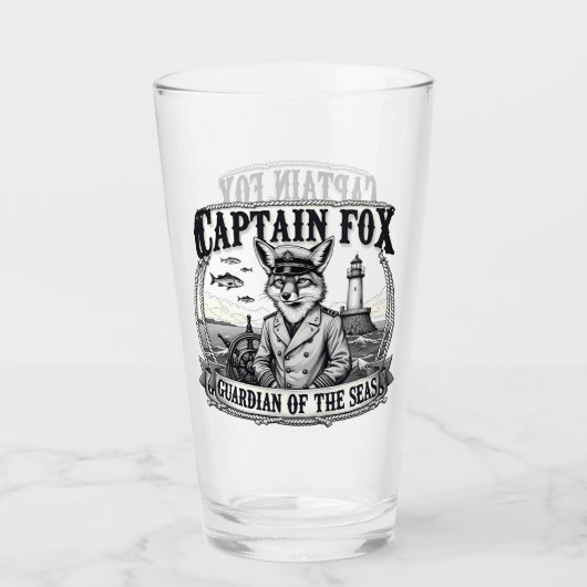Captain Fox Guardian of Seas Nautical Design Glas (Vorderseite)