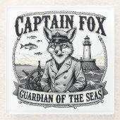 Captain Fox Guardian of Seas Nautical Design Glasuntersetzer (Vorderseite)
