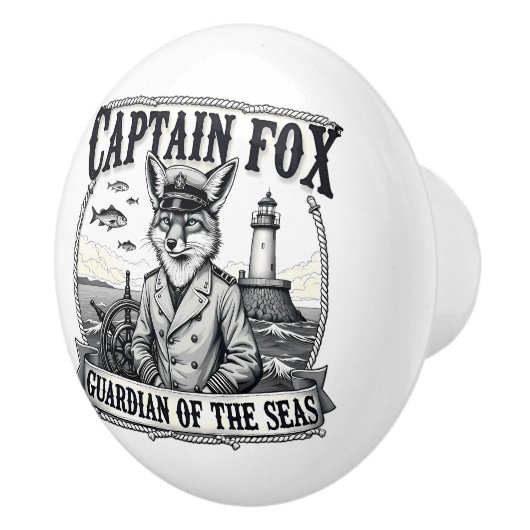 Captain Fox Guardian of Seas Nautical Design Keramikknauf (Rechts)