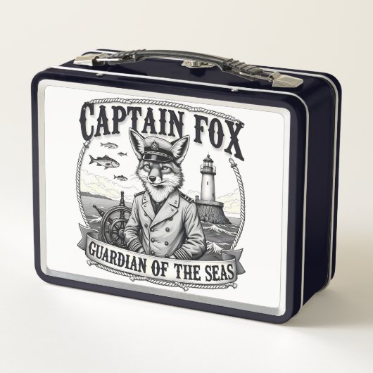 Captain Fox Guardian of Seas Nautical Design Metall Brotdose (Rückseite)