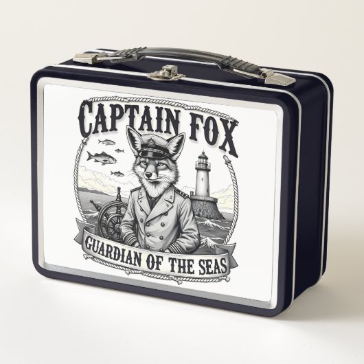 Captain Fox Guardian of Seas Nautical Design Metall Brotdose (Vorderseite)
