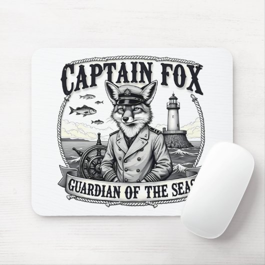 Captain Fox Guardian of Seas Nautical Design Mousepad (Mit Mouse)