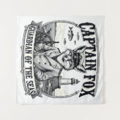 Captain Fox Guardian of Seas Nautical Design Wandteppich (Vorderseite (Horizontal))