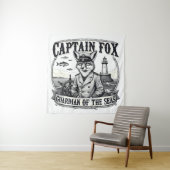 Captain Fox Guardian of Seas Nautical Design Wandteppich (Beispiel)