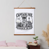 Captain Fox Guardian of Seas Nautical Design Wandteppich Mit Holzrahmen (Schlafzimmer)