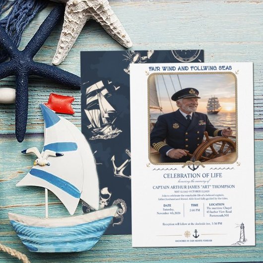 Captain Funeral Invitation Template Einladung