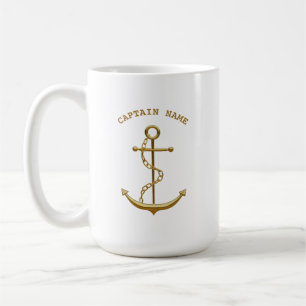 Captain Gold Anchor Custom Nautical Kaffeetasse