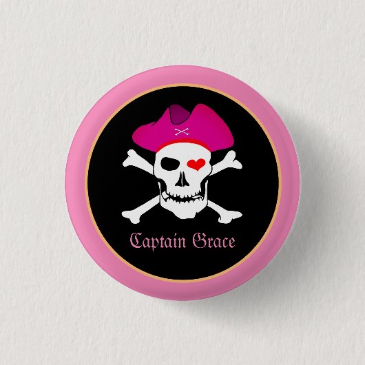 Captain "Grace" & Pirates - Schatzinsel /Mädchen Button (Vorderseite)