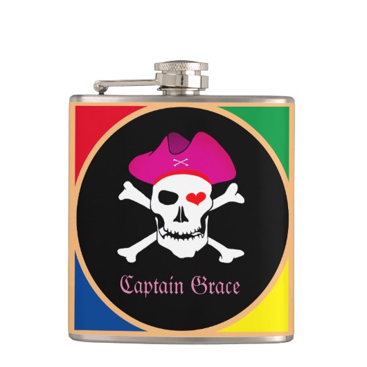 Captain "Grace" & Pirates - Schatzinsel /Mädchen Flachmann (Vorderseite)