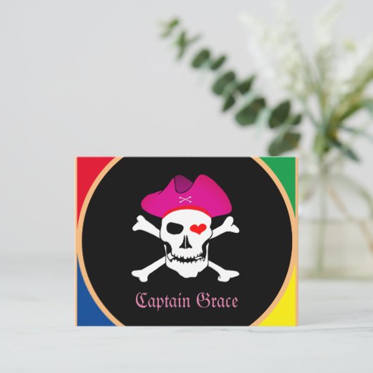 Captain "Grace" & Pirates - Schatzinsel /Mädchen Postkarte (Stehend Vorderseite)
