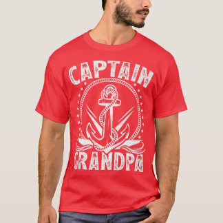 Captain Grandpa Pontoon Boat Lake Sailor Fischen B T-Shirt
