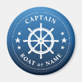 Captain Ihr Boot Name Schiff Wheels Helm Blue Fade Magnet (Vorne)