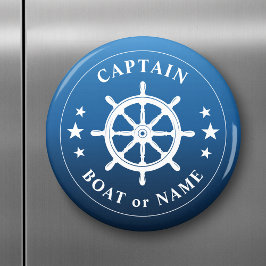 Captain Ihr Boot Name Schiff Wheels Helm Blue Fade Magnet