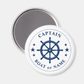 Captain Ihr Boot Name Schiff Wheels Helm Navy Whit Magnet (Vorderseite/Rückseite)
