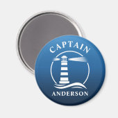 Captain Ihr Name Lighthouse Ocean Waves Blue Magnet (Vorderseite/Rückseite)