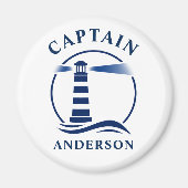 Captain Ihr Name Lighthouse Ocean Waves White Magnet (Vorne)